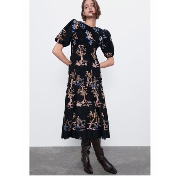 Zara Dresses & Skirts - Zara Embroidered Stretch Maxi Dress